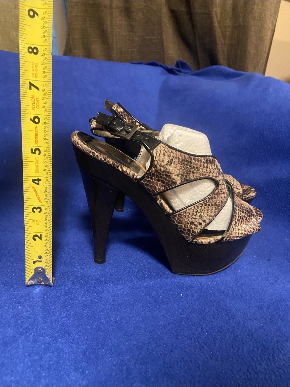 Carlos by Carlos Santana Snake-Print Platform Slingback Heels - Brown/Black